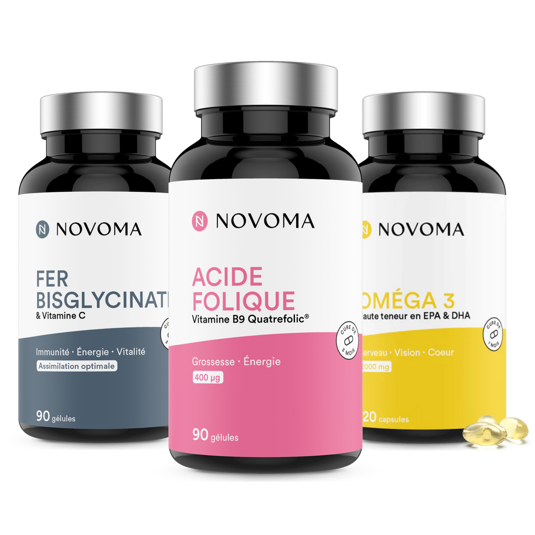 NOVOMA Magnésium Bisglycinate + Taurine & B6 - Lot De 2 Flacons 240 Gélules (Nov 2027)
