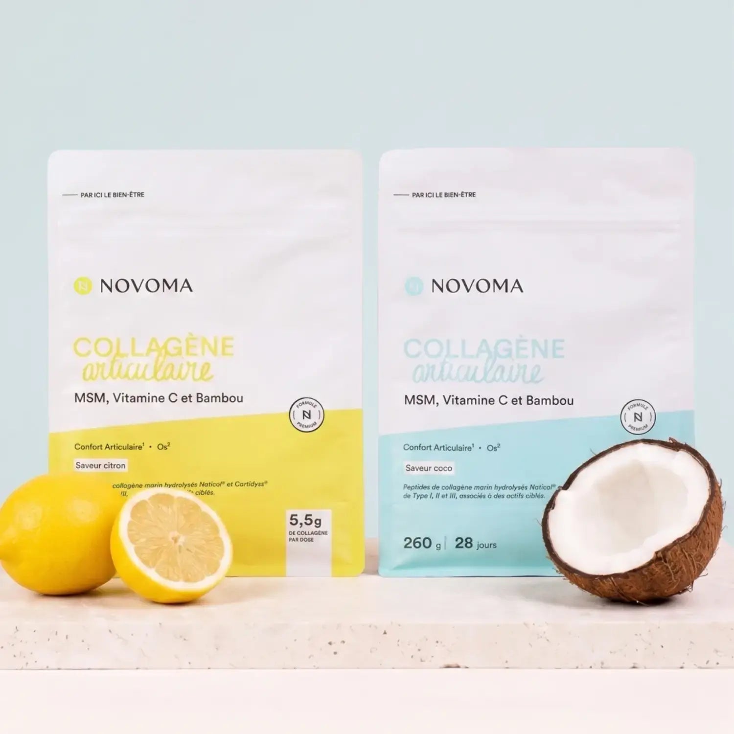 Collagène Articulaire Novoma - 2 saveurs Citron et Coco
