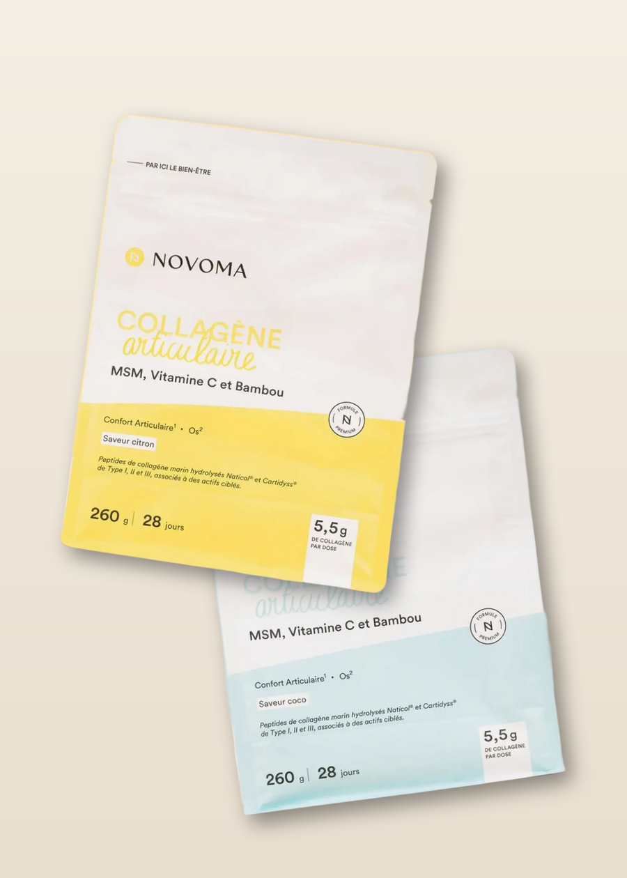 Présentation Collagène Articulaire Novoma - saveurs Citron et Coco