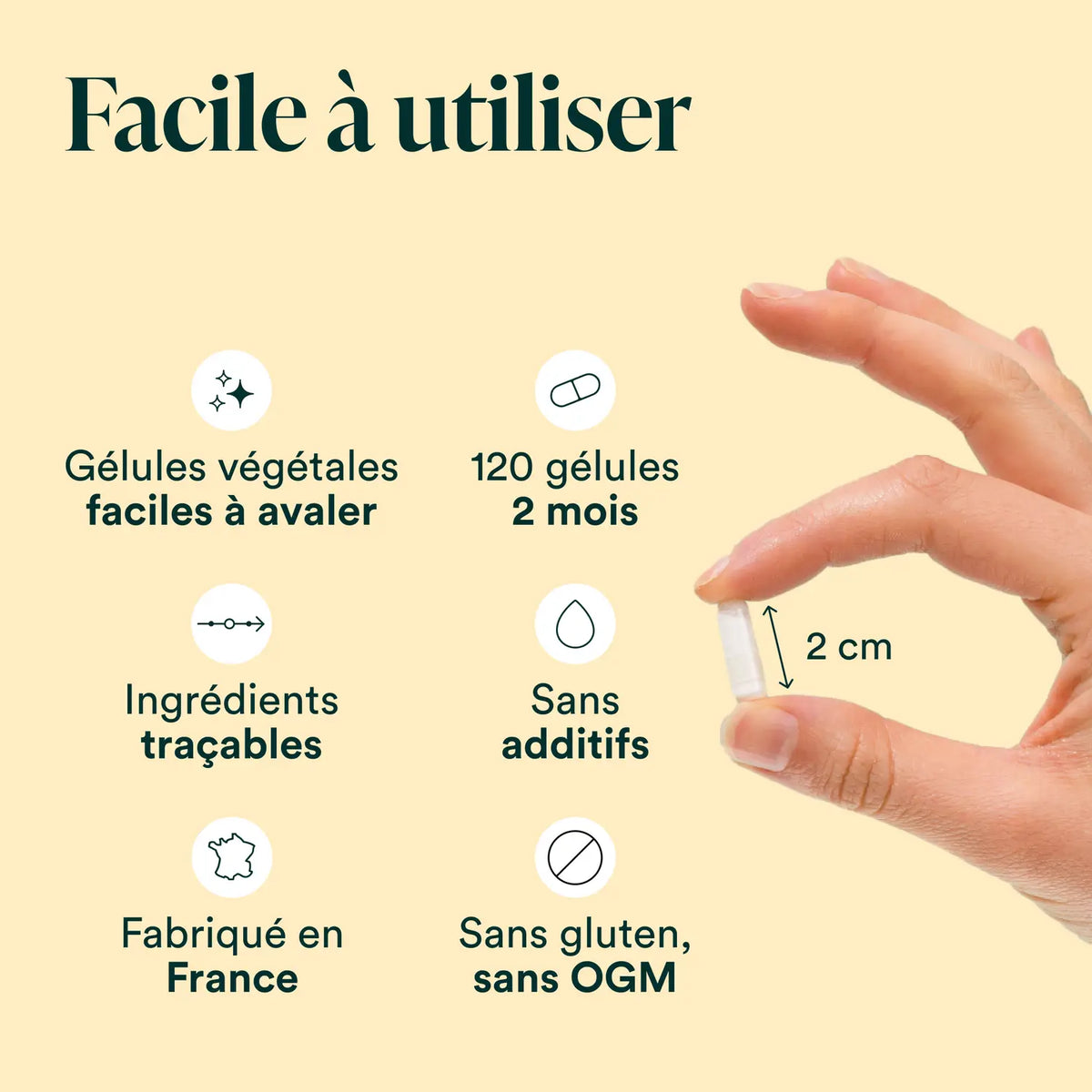 NAC : gélules végétales faciles à avaler, sans additif, fabriqué en France
