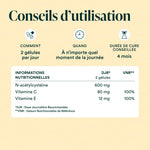 Conseils d'utilisation NAC : 2 gélules par jour, informations nutritionnelles